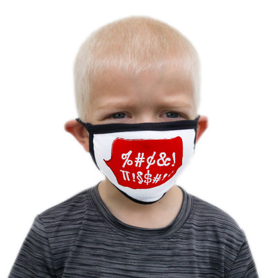 Buttonsmith Swearing Bubble Child Face Mask with Filter Pocket - Made in the USA - Buttonsmith Inc.