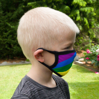 Buttonsmith Rainbow Flag Adult XL Adjustable Face Mask with Filter Pocket - Made in the USA - Buttonsmith Inc.