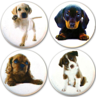 Buttonsmith® 1.25" Puppies Refrigerator Magnets - Set of 4 - Buttonsmith Inc.