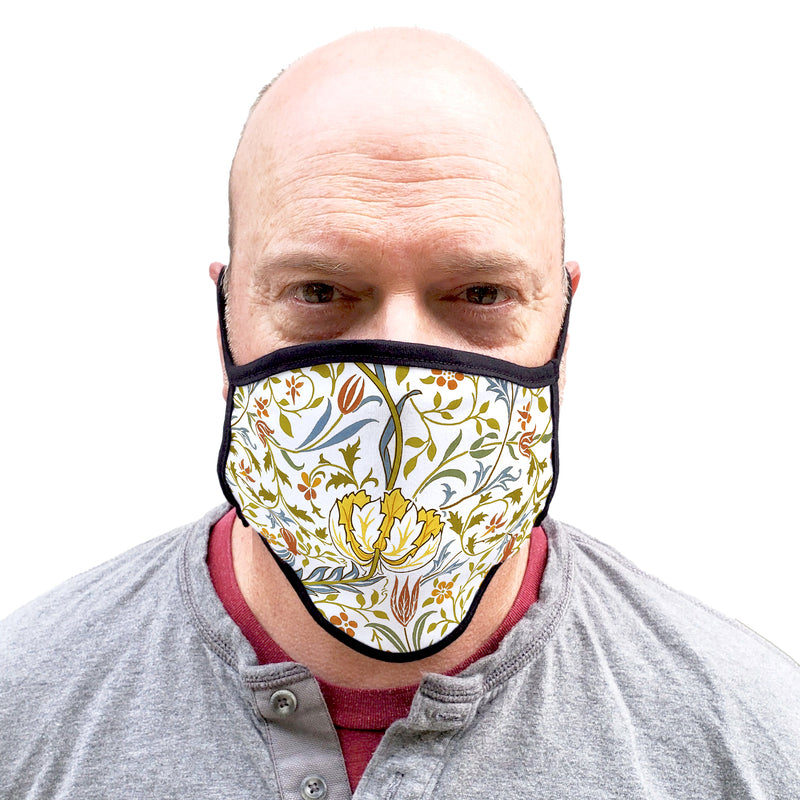 Buttonsmith William Morris Flora Adult XL Adjustable Face Mask with Filter Pocket - Made in the USA - Buttonsmith Inc.