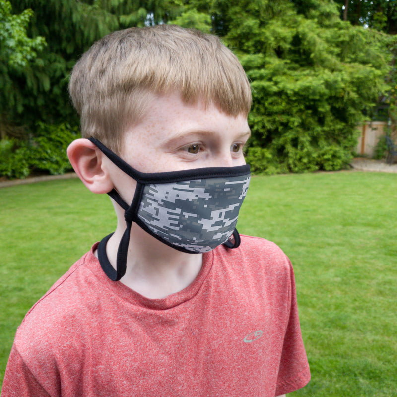 Buttonsmith Urban Camo Youth Adjustable Face Mask with Filter Pocket - Made in the USA - Buttonsmith Inc.