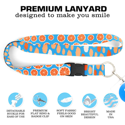 Buttonsmith Tangerine Dreams Premium Lanyard - with Buckle and Flat Ring - Made in the USA - Buttonsmith Inc.