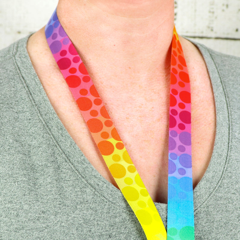 Buttonsmith Rainbow Dots Lanyard - Made in USA - Buttonsmith Inc.