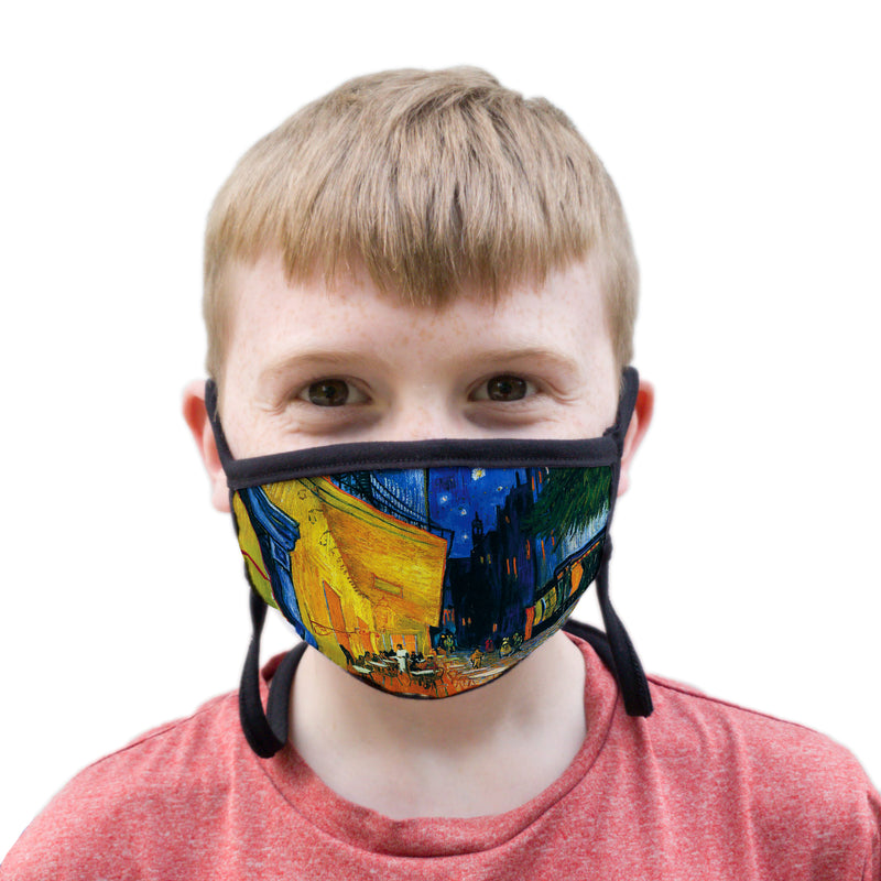 Buttonsmith Van Gogh Cafe Terrace Youth Adjustable Face Mask with Filter Pocket - Made in the USA - Buttonsmith Inc.