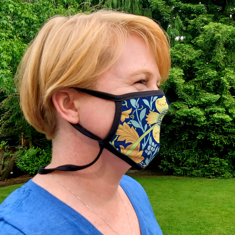 Buttonsmith William Morris Compton Blue Child Face Mask with Filter Pocket - Made in the USA - Buttonsmith Inc.