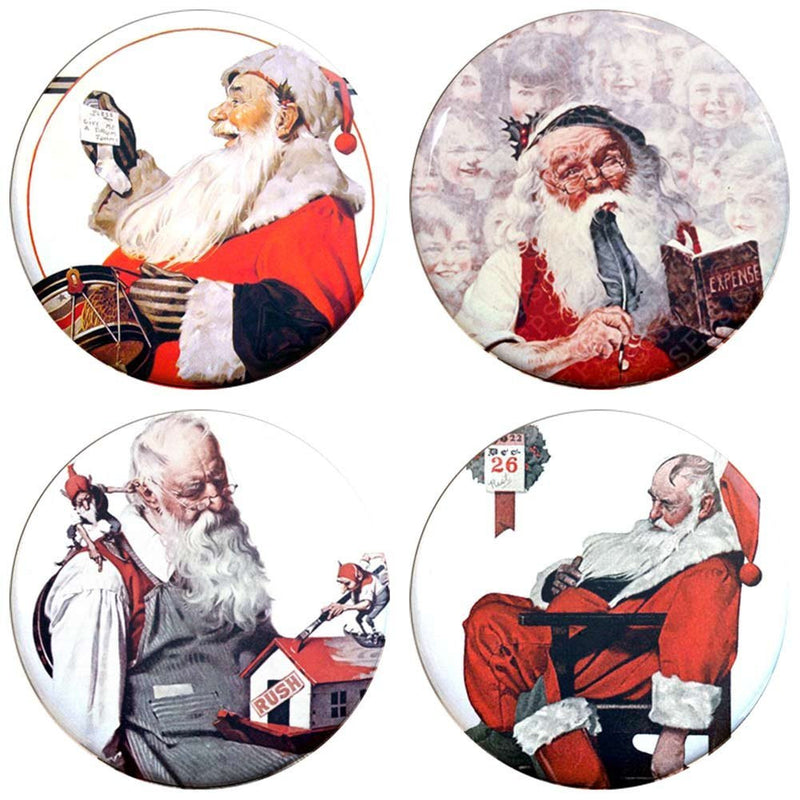 Buttonsmith® 1.25" Norman Rockwell Santas Refrigerator Magnets - Set of 4 - Buttonsmith Inc.