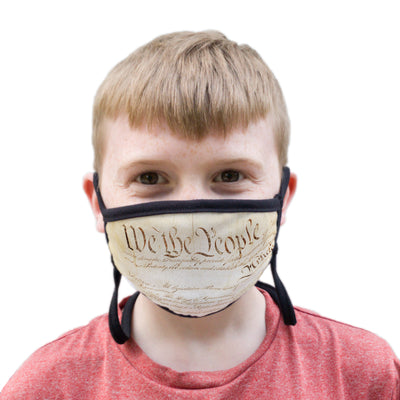 Buttonsmith We The People Youth Adjustable Face Mask with Filter Pocket - Made in the USA - Buttonsmith Inc.