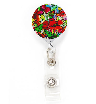 Buttonsmith Tiffany Poppy Tinker Reel Retractable Badge Reel - Made in the USA - Buttonsmith Inc.
