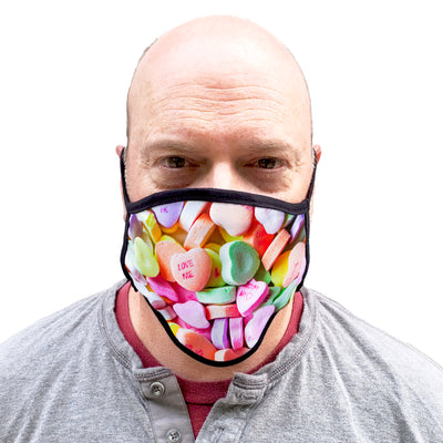 Buttonsmith Convo Hearts Adult XL Adjustable Face Mask with Filter Pocket - Made in the USA - Buttonsmith Inc.