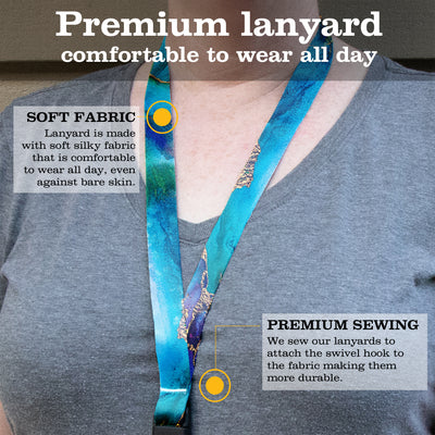 Buttonsmith Lagoon Premium Lanyard - with Buckle and Flat Ring - Made in the USA - Buttonsmith Inc.