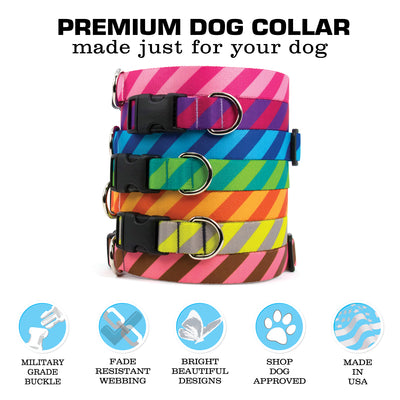 Buttonsmith Aqua Stripes Dog Collar - Made in USA - Buttonsmith Inc.