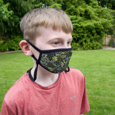 Buttonsmith William Morris Seaweed Child Face Mask with Filter Pocket - Made in the USA - Buttonsmith Inc.