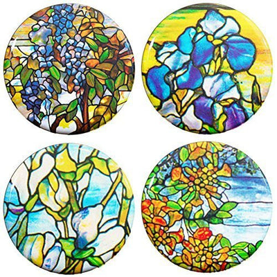 Buttonsmith® 1.25" Tiffany Magnolia Refrigerator Magnets - Set of 4 - Buttonsmith Inc.
