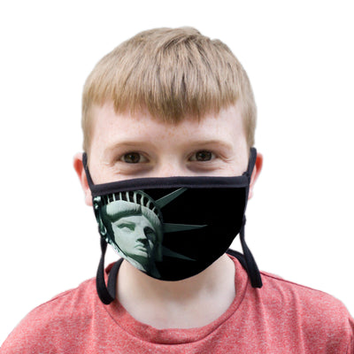 Buttonsmith Lady Liberty Youth Adjustable Face Mask with Filter Pocket - Made in the USA - Buttonsmith Inc.