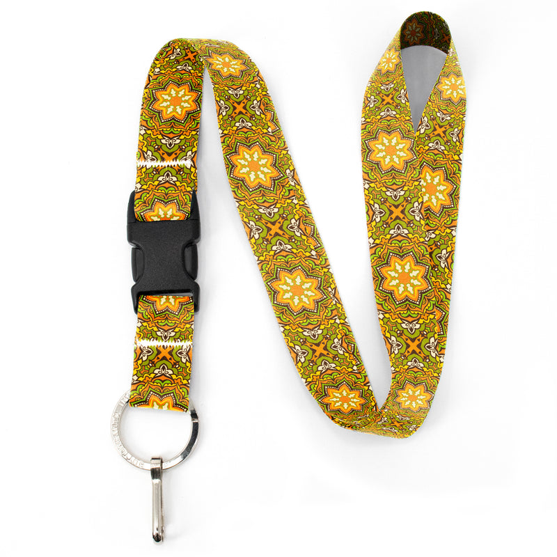 Buttonsmith Yellow Moroccan Tiles Premium Lanyard - with Buckle and Flat Ring - Made in the USA - Buttonsmith Inc.