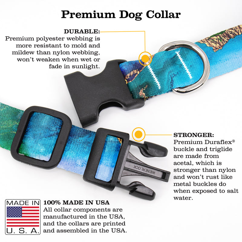 Buttonsmith Lagoon Dog Collar - Made in the USA - Buttonsmith Inc.
