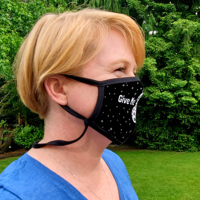 Buttonsmith Give me Space Adult XL Adjustable Face Mask with Filter Pocket - Made in the USA - Buttonsmith Inc.
