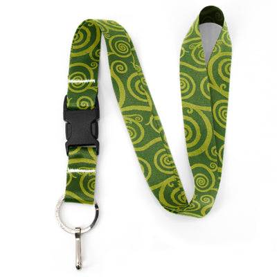 Buttonsmith Peridot Swirls Premium Lanyard - with Buckle and Flat Ring - Made in the USA - Buttonsmith Inc.
