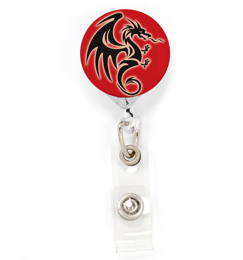 Buttonsmith Myth Dragon Tinker Reel Retractable Badge Reel - Made in The USA Swappable Top Badge Reel with Alligator Clip Back / Myth Dragon