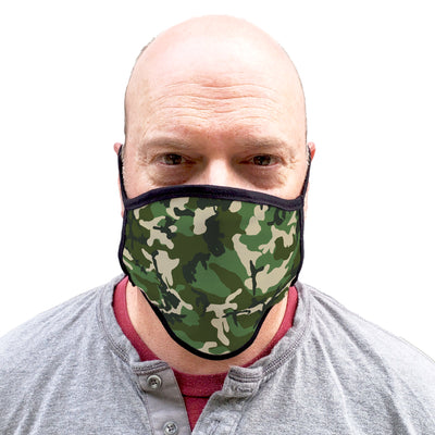 Buttonsmith Woodland Camo Adult XL Adjustable Face Mask with Filter Pocket - Made in the USA - Buttonsmith Inc.