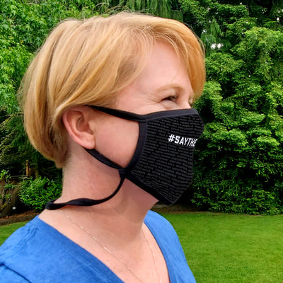 Buttonsmith Say Their Names Adult Adjustable Face Mask with Filter Pocket - Made in the USA - Buttonsmith Inc.