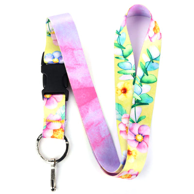Buttonsmith Watercolor Flowers Lanyard - Made in USA - Buttonsmith Inc.