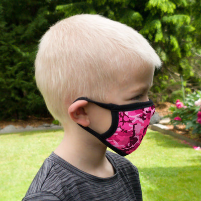 Buttonsmith Pink Camo Adult Adjustable Face Mask with Filter Pocket - Made in the USA - Buttonsmith Inc.