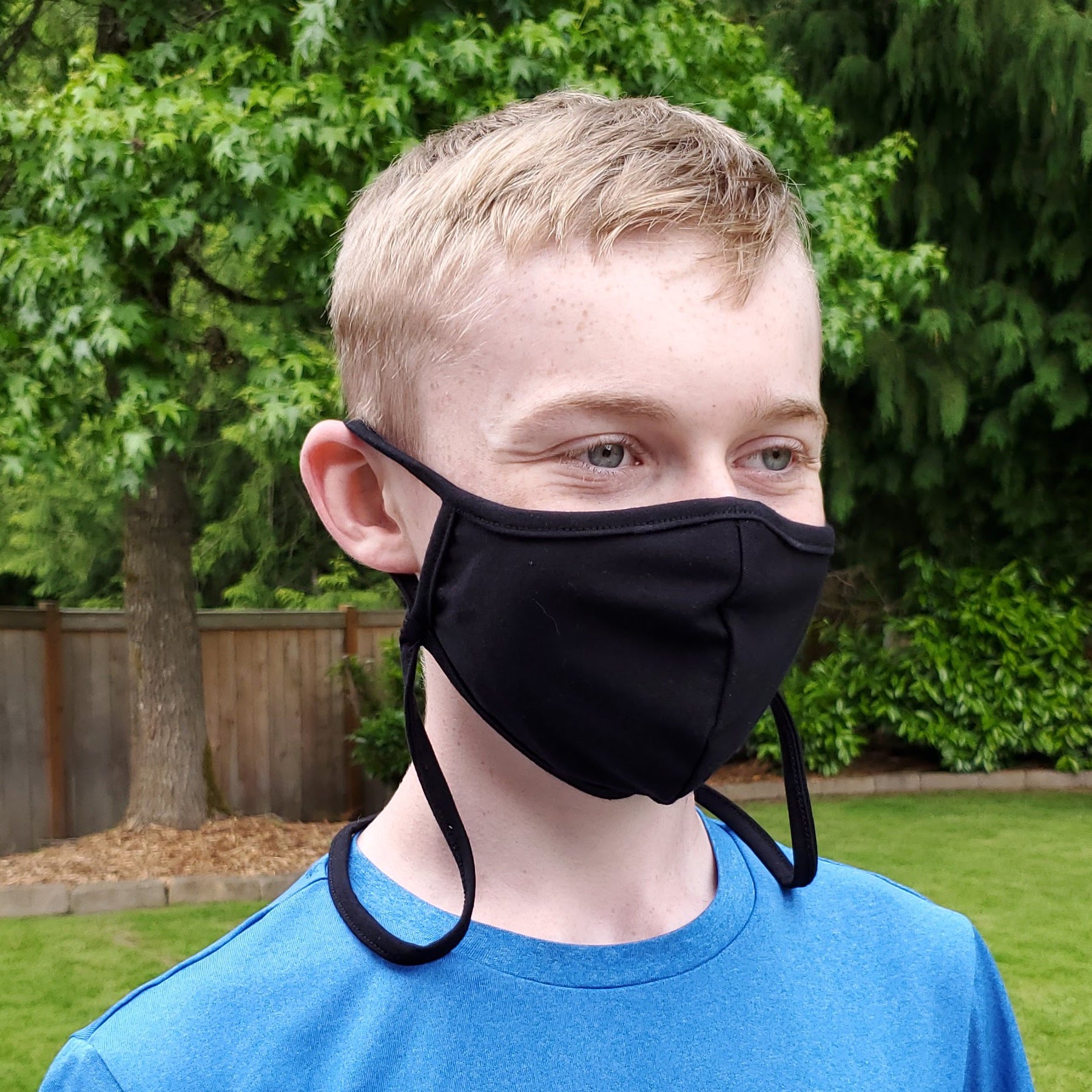 Buttonsmith Black Cotton Adjustable Face Mask - Made in the USA
