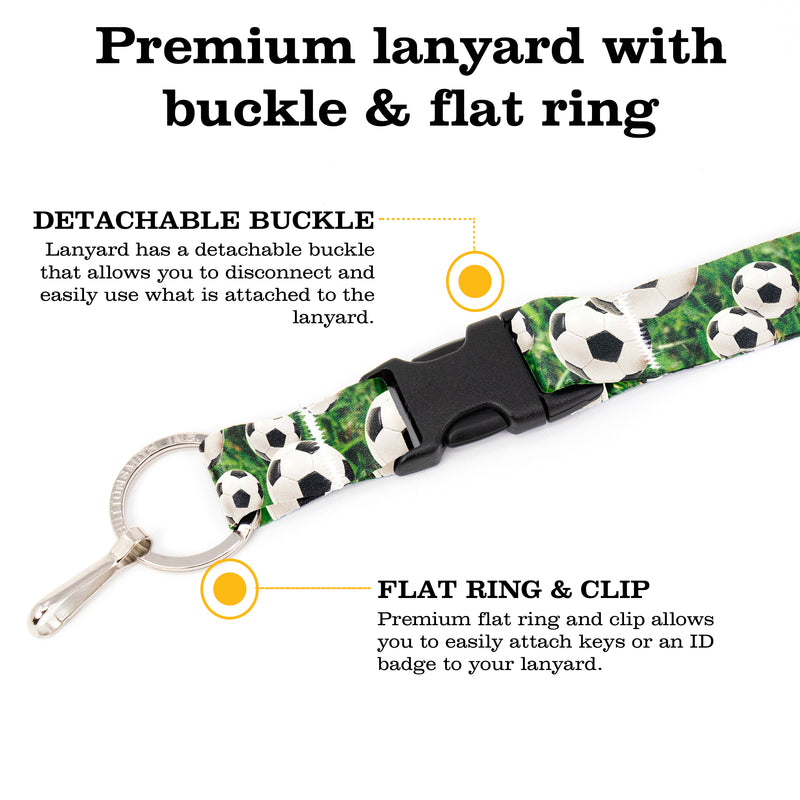Buttonsmith Soccer Breakaway Lanyard - with Buckle and Flat Ring - Made in the USA - Buttonsmith Inc.