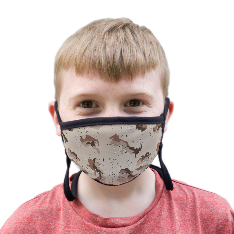 Buttonsmith Desert Camo Youth Adjustable Face Mask with Filter Pocket - Made in the USA - Buttonsmith Inc.