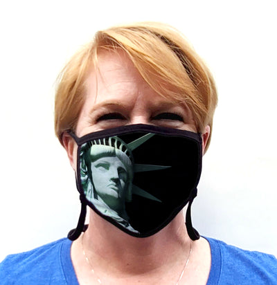 Buttonsmith Lady Liberty Adult Adjustable Face Mask with Filter Pocket - Made in the USA - Buttonsmith Inc.