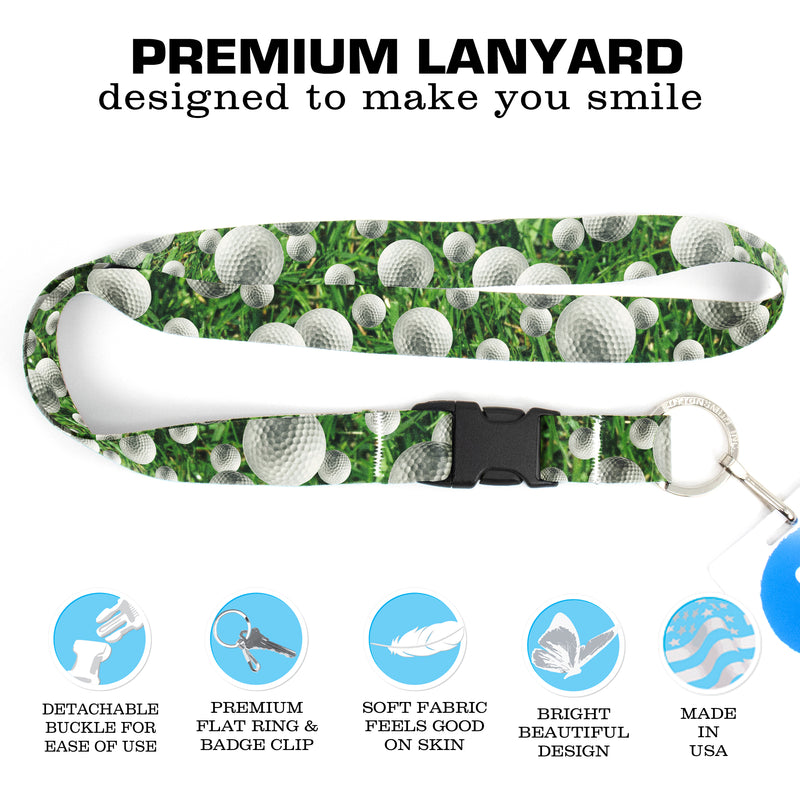 Buttonsmith Golf Premium Lanyard - with Buckle and Flat Ring - Made in the USA - Buttonsmith Inc.