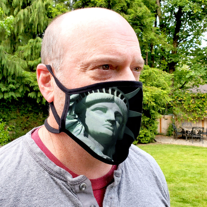 Buttonsmith Lady Liberty Adult XL Adjustable Face Mask with Filter Pocket - Made in the USA - Buttonsmith Inc.