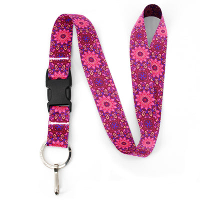 Buttonsmith Pink Moroccan Tiles Premium Lanyard - with Buckle and Flat Ring - Made in the USA - Buttonsmith Inc.