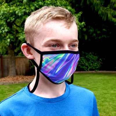 Buttonsmith Hologram Youth Adjustable Face Mask with Filter Pocket - Made in the USA - Buttonsmith Inc.